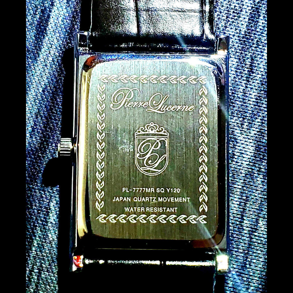 Authentic Pierre Lucerne Slim Quartz‎ Mens Ebony Tank Watch - Picture 11 of 11